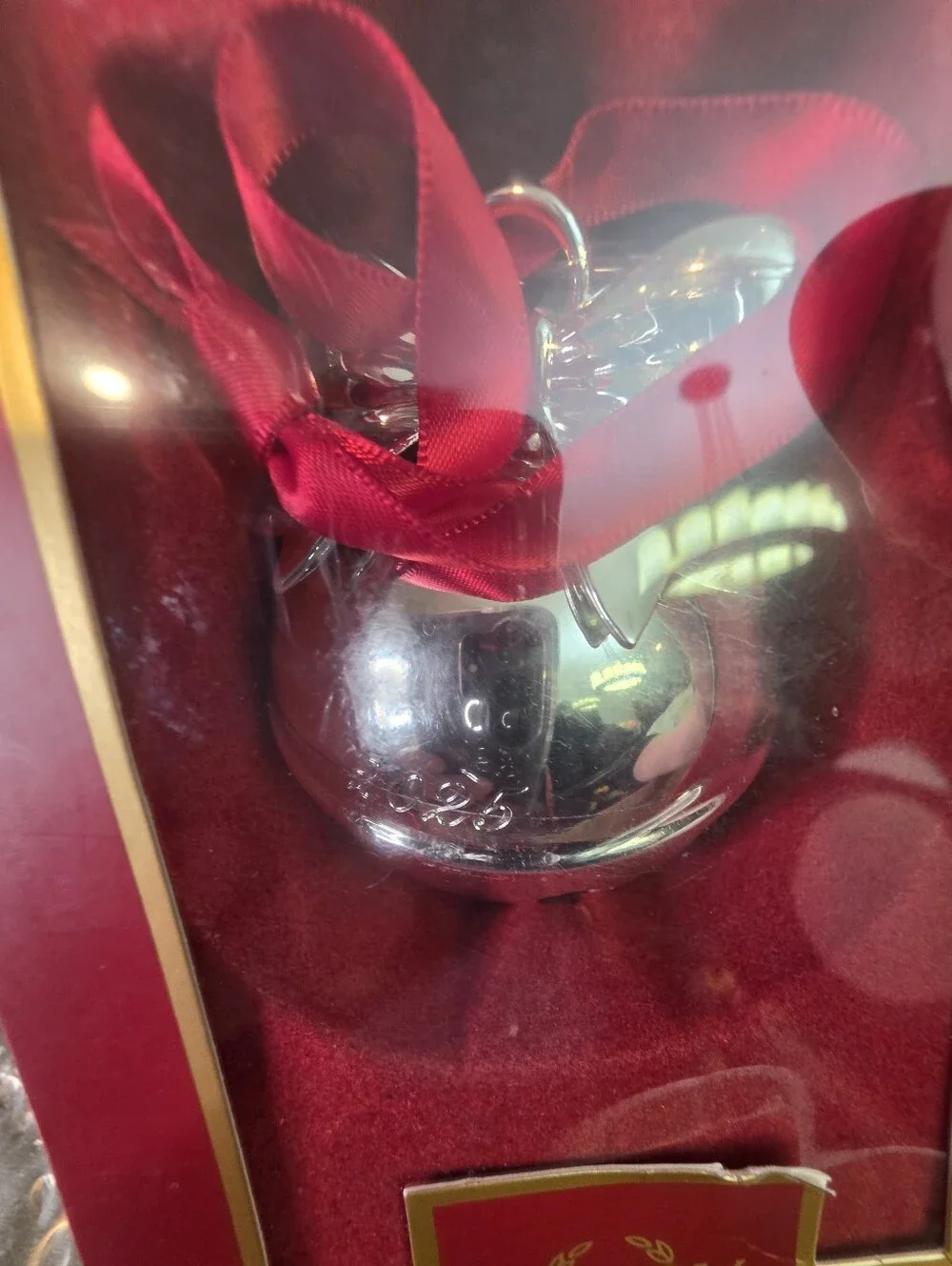 Lenox 2025 Silver Bell Christmas Ornament Red Ribbon Boxed Keepsake, NWT